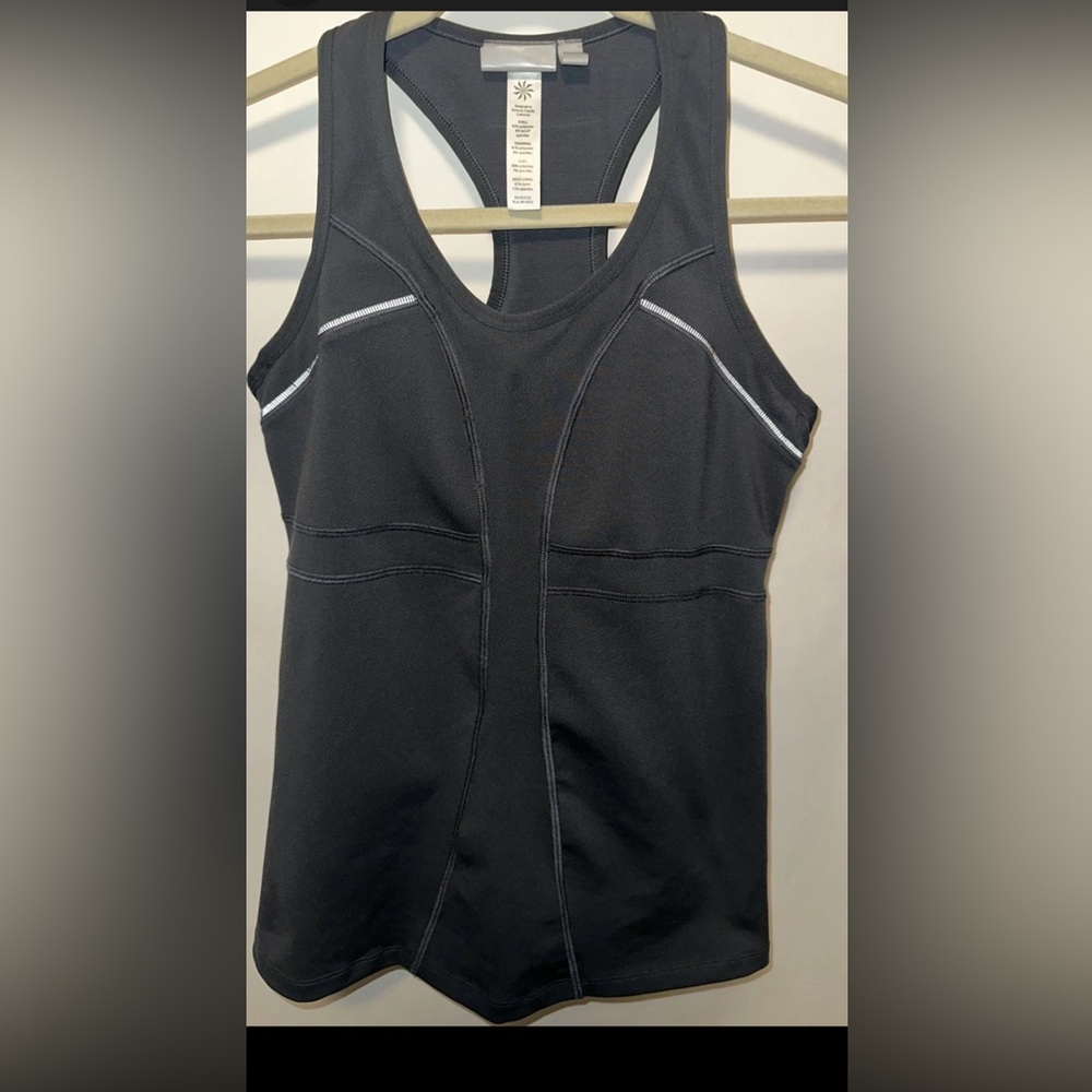 Athleta Tank Top Turbo Charge Bra Medium Gray Black